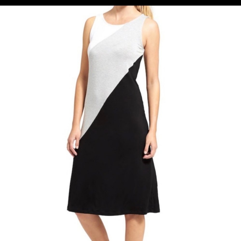 Athleta Diagonal Color Block Midi Tank Dress Sz Sm - image 1